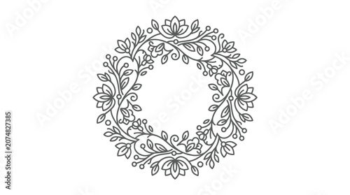 Intricate floral wreath design element.