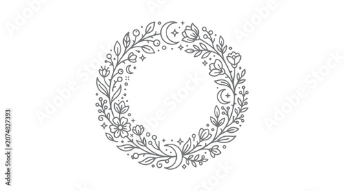 Intricate floral wreath design element.