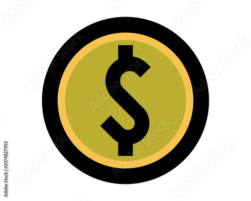 Golden dollar sign icon on a black circle