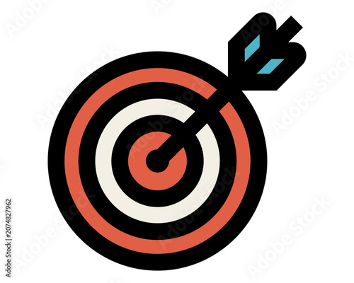 A graphic illustration of a target with an arrow hitting the bullseye