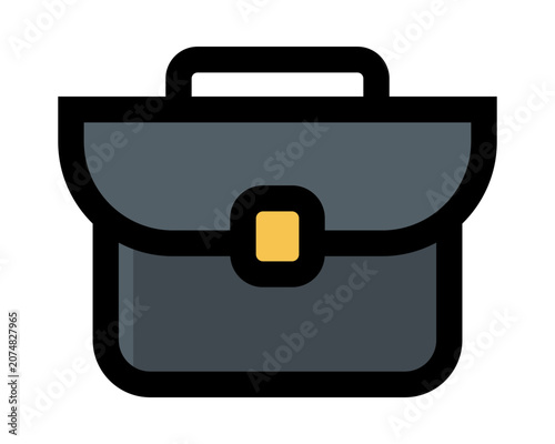 A simple icon of a briefcase with a handle and yellow clasp