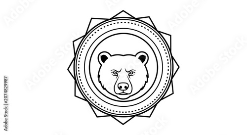 Bear head badge logo on white background