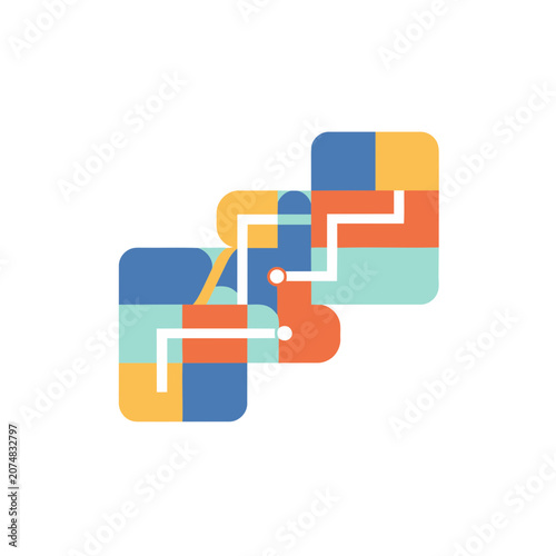 Abstract Puzzle Connection Vector Illustration