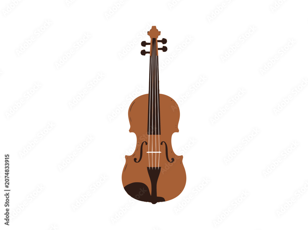 Fototapeta premium Classical Violin Musical Instrument - Isolated Brown Stringed Orchestra Woodwind