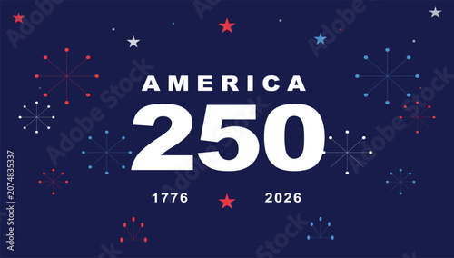 Fotografia America 250 semiquincentennial celebration vector, United States 250th anniversa