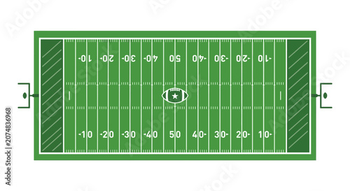 American Football Field Top View Stadium Grass Background Illustration