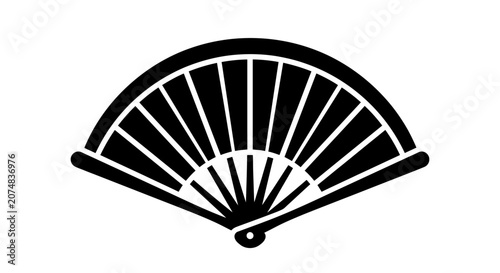 Foto Traditional Japanese Folding Hand Fan Black Silhouette Icon