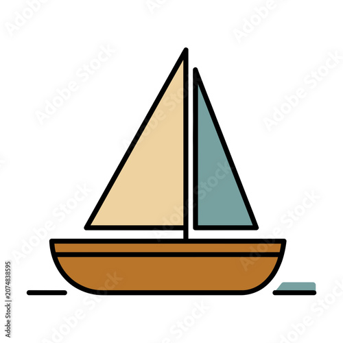 Flat vector illustration of a sailboat
