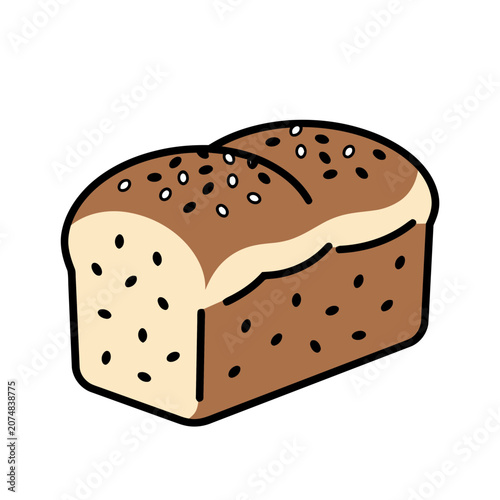 Marble Rye Bread Loaf with Slice Flat Vector Illustration
