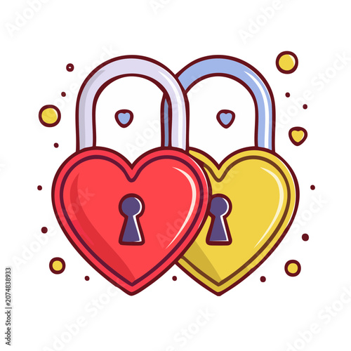 Two Heart-Shaped Padlocks with Keyholes