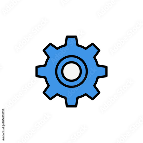 Blue gear icon with transparent background