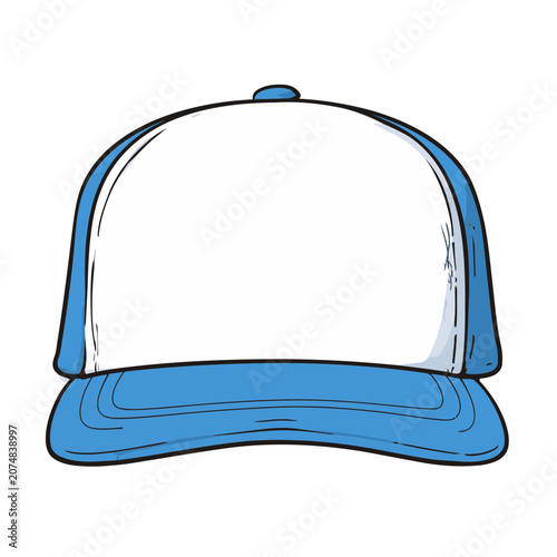 Blue Baseball Cap Flat Vector Illustration