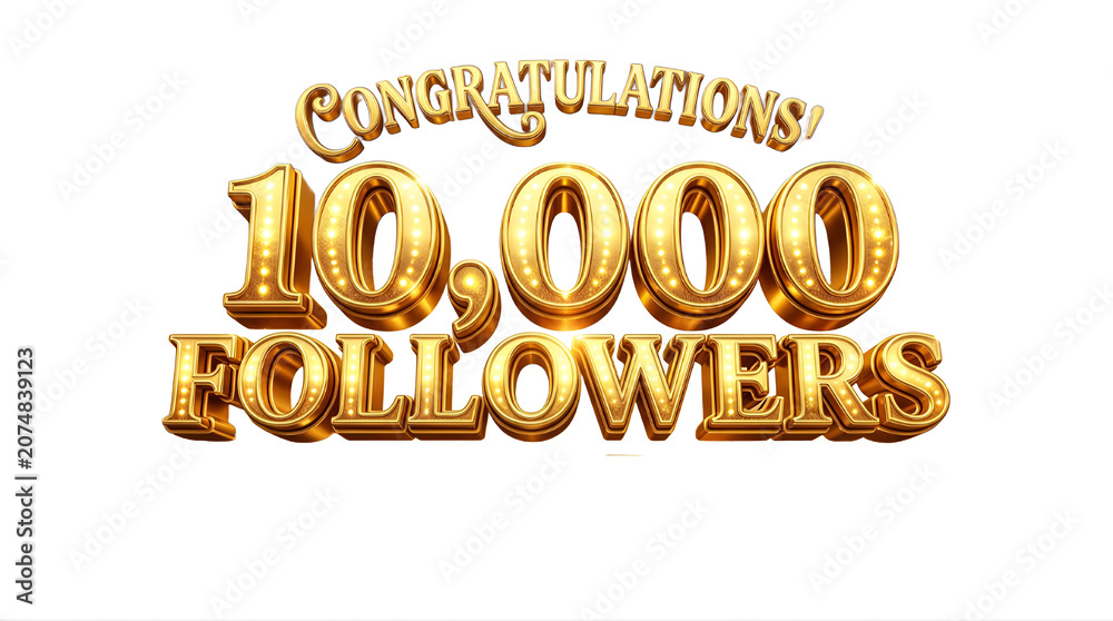 Fototapeta premium Golden congratulations 10,000 followers text