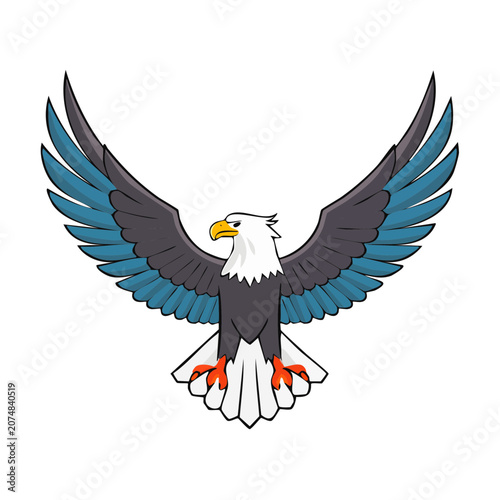 Bald eagle in flight, flat vector illustration