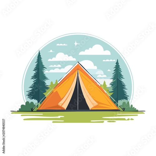 Camping Tent in Forest Illustration