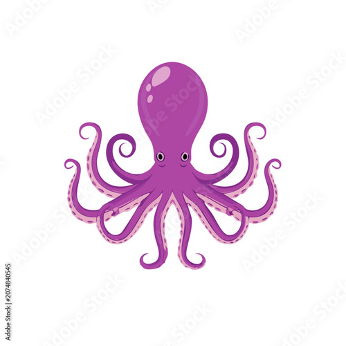 Cartoon purple octopus vector illustration