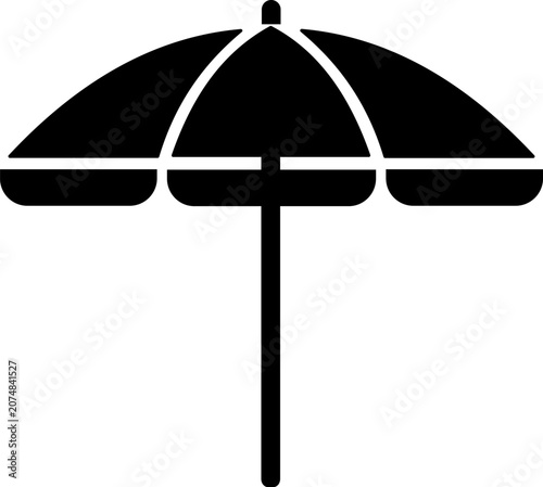 Umbrella silhouette icon for summer vacation pool party and outdoor resort relaxation design elements