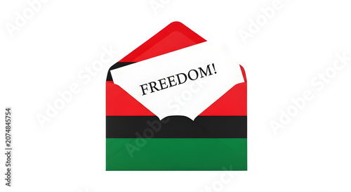 Vibrant Freedom Symbol on Envelope with Colorful Stripes Against transparent background