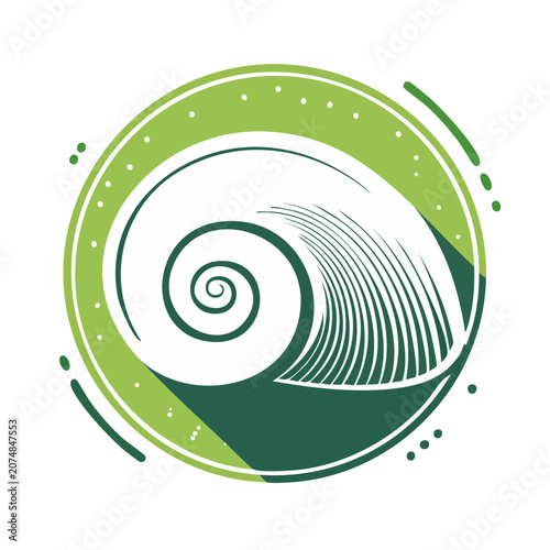 Green spiral shell vector illustration