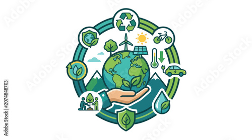 Fotografie Hand Holding Green Earth Globe.