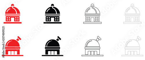 Photography Observatory dome icon vector, astronomy symbols, telescope buildings concept vec