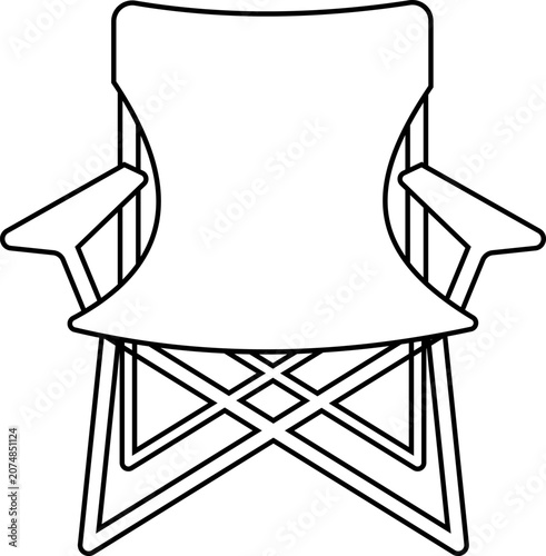 Folding camping chair outline icon for outdoor picnic beach trip and backyard relaxation design elements