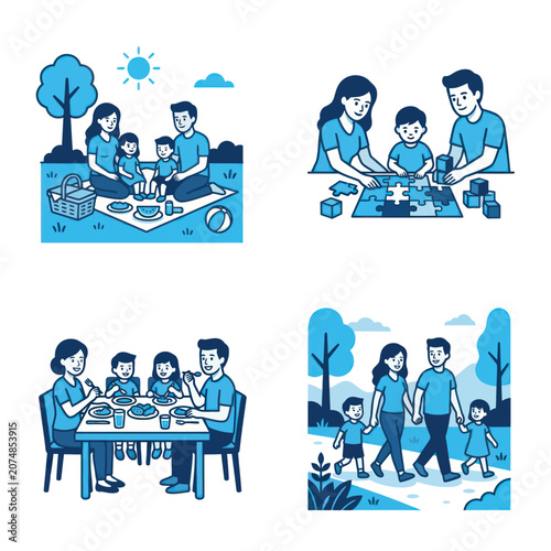 Family enjoying outdoor picnic together.