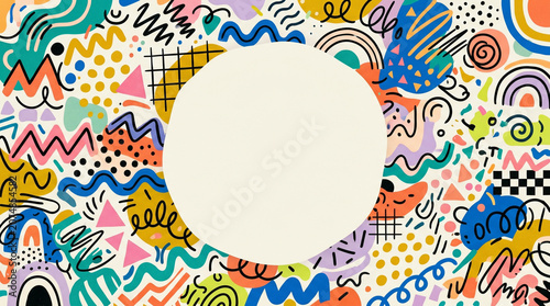 Dense colorful squiggle and doodle