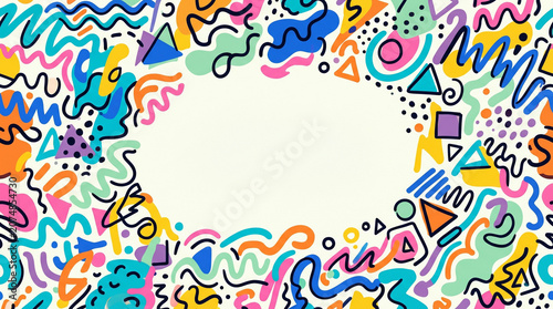 Dense colorful squiggle and doodle