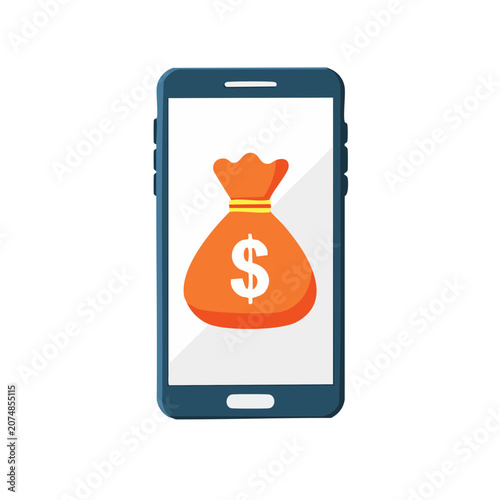 Smartphone with money bag icon