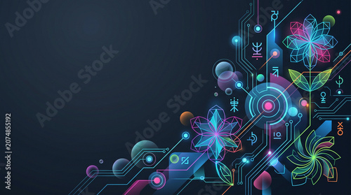 Futuristic geometric composition colorful abstract