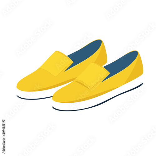 Yellow slip-on shoes flat vector illustration