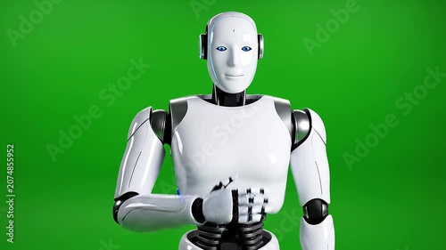 Futuristic Robot Assistant on Green Screen Background