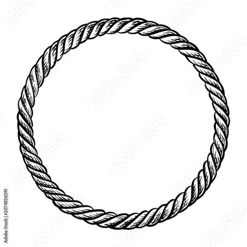 rope circle frame vector line art hand drawn illustration