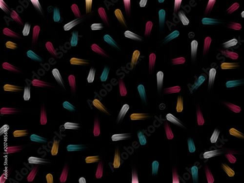Abstract Colorful Crystal Pattern Black Background Digital Art
