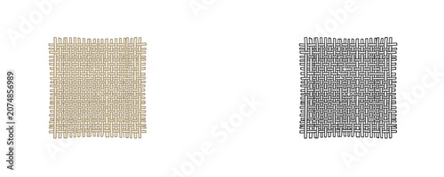 Photography Woven fiberglass cloth illustrations in flat color and black line styles represe