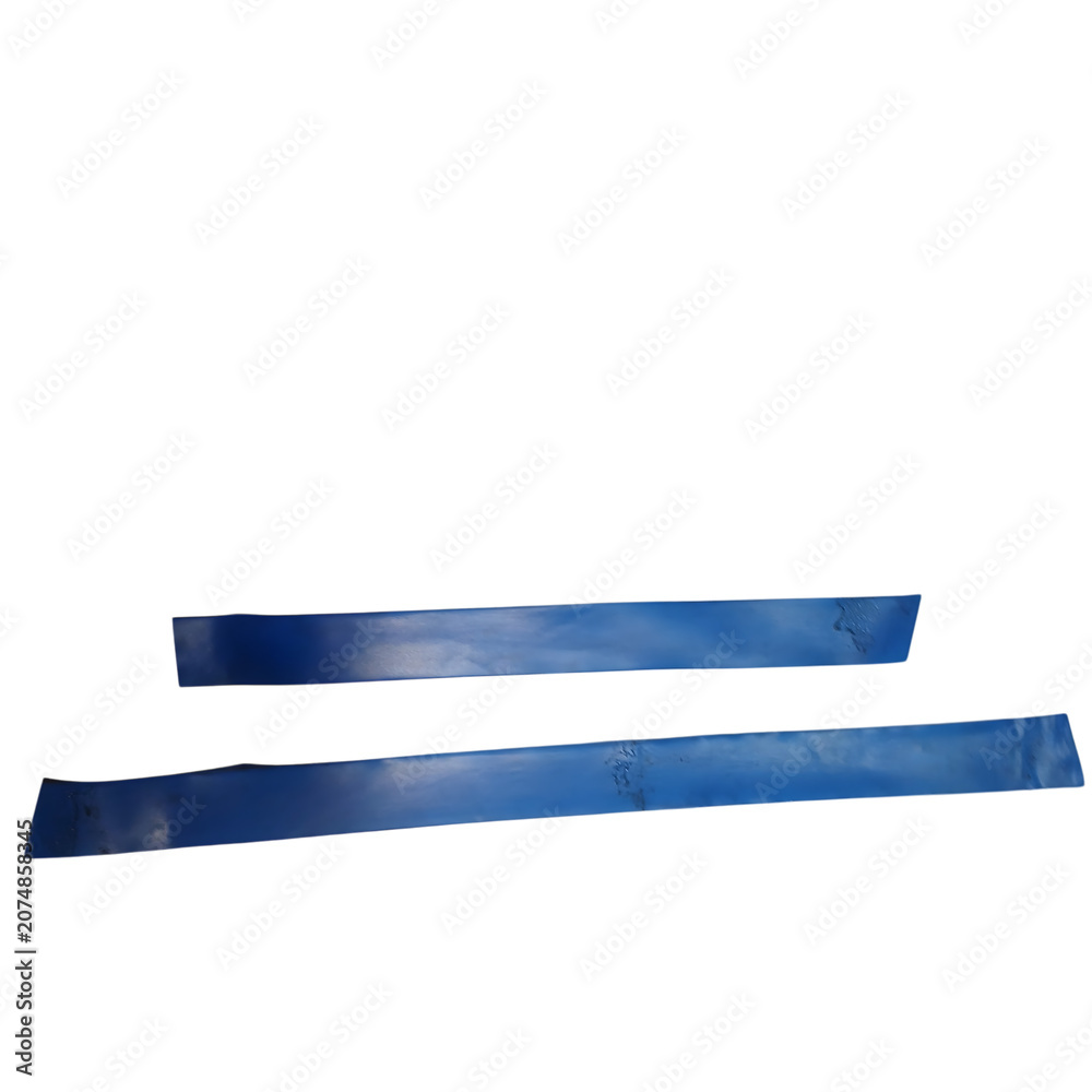 Obraz premium Two blue ribbon strips on white isolated on transparent background