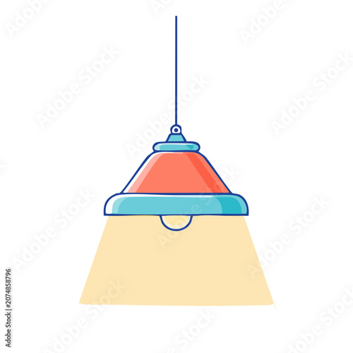 Flat vector illustration of a hanging pendant lamp