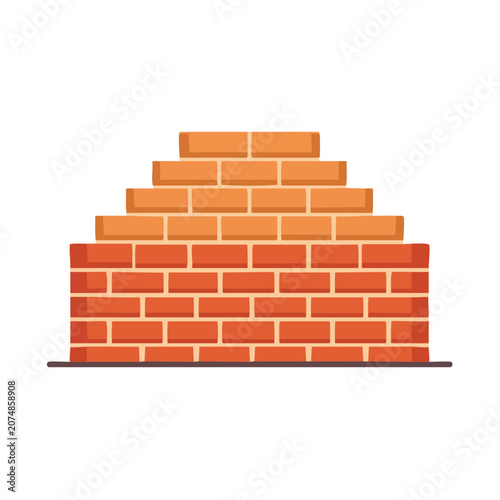 Pyramid shaped brick wall vector illustration