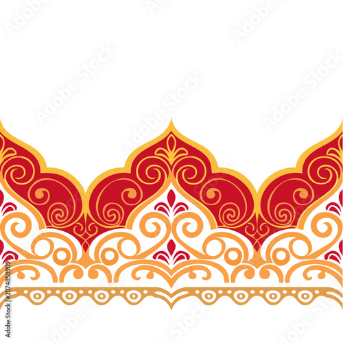 Red and Gold Ornamental Scrollwork Border Vector