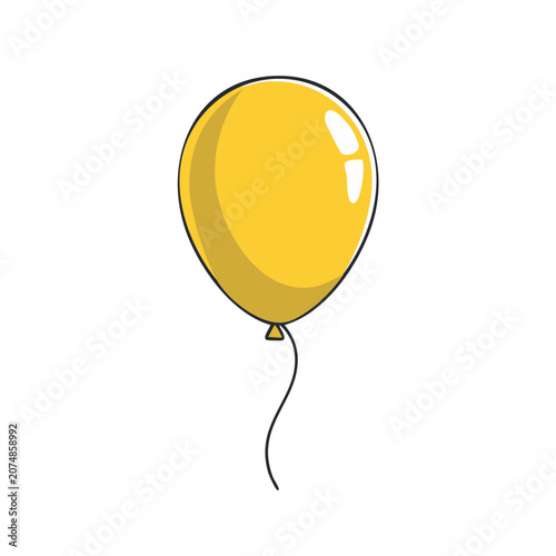 Yellow balloon with string vector illustration