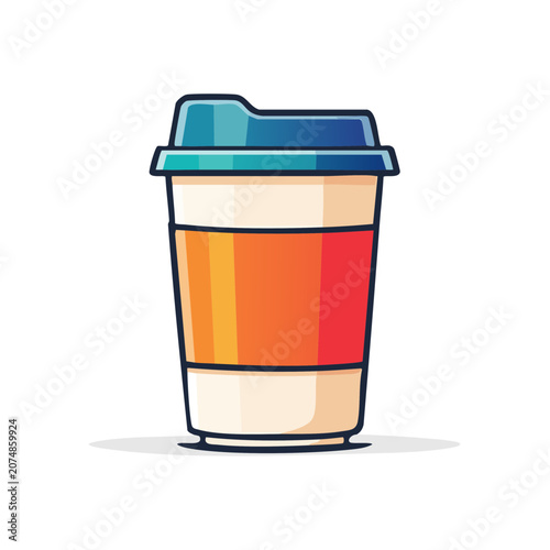 Flat vector illustration of a coffee cup with lid
