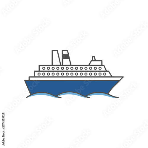 Flat vector illustration of a cruise ship