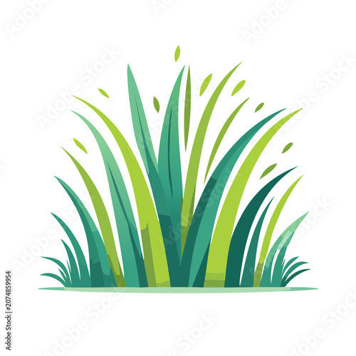 Flat vector illustration of green grass cluster