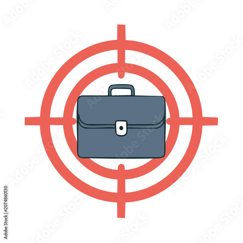 Briefcase in Target Crosshair Vector Icon