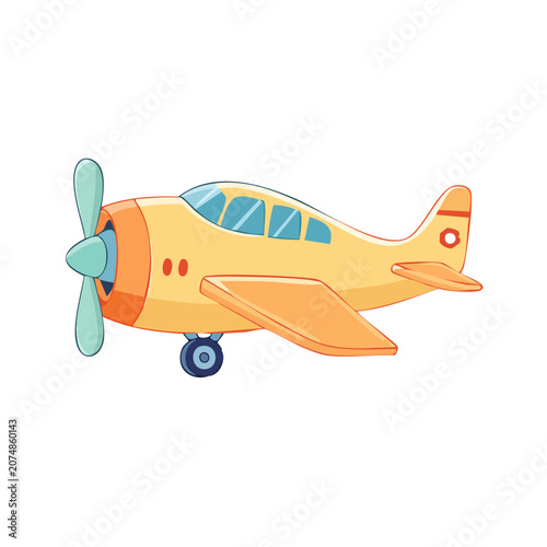 Cartoon airplane with propeller side view vector