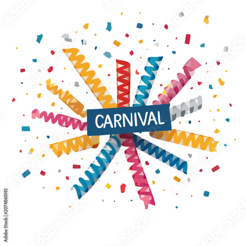 Carnival celebration vector illustration with streamers and confetti