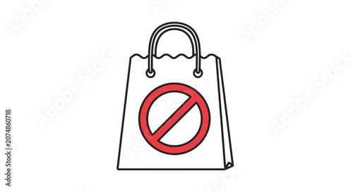 Tableau sur toile Shopping bag with prohibition sign, no shopping concept, isolated on white backg