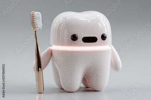 Advanced Dental Robot Holding Mirror in Futuristic Clinic
