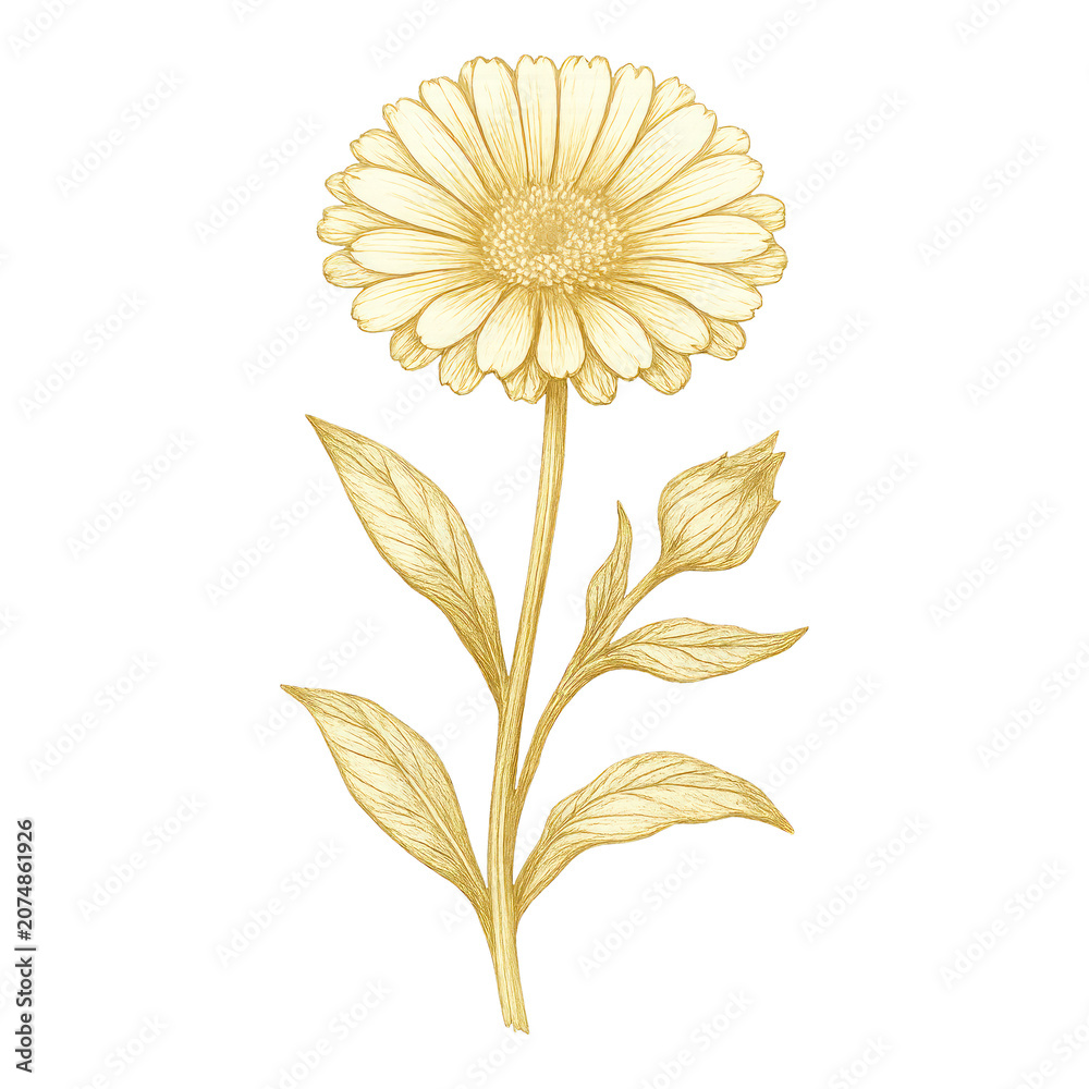 Fototapeta premium PNG Elegant golden flower illustration
